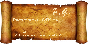 Paczovszky Géza névjegykártya